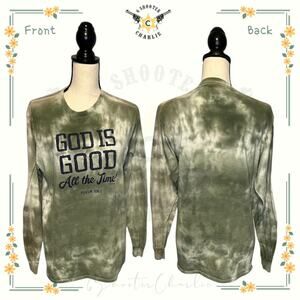Blessed Girl Womens Long Sleeve Tie-Dye T-Shirt Size Medium God is Good Green
